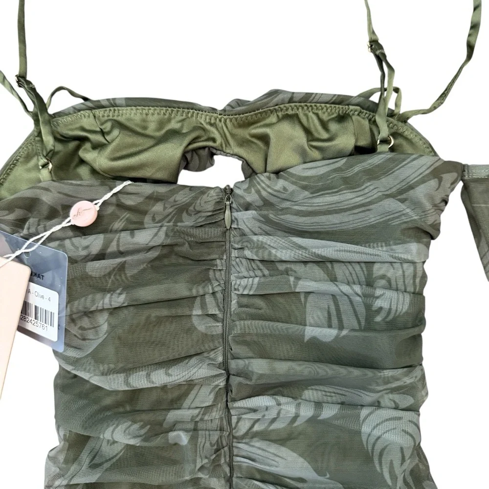 Oh Polly Olive Green Lace-Up Mini Dress - Picture 11 of 12